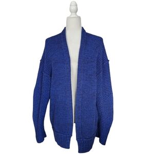 Free People Women's High Hopes Cardigan Chunky Knit Blue Size Medium